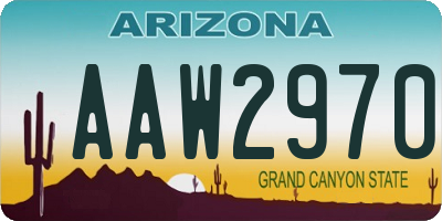 AZ license plate AAW2970