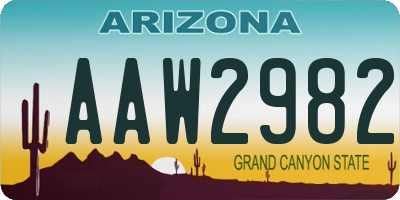 AZ license plate AAW2982