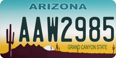 AZ license plate AAW2985