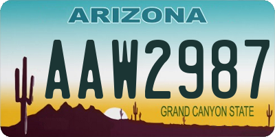 AZ license plate AAW2987
