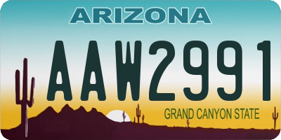 AZ license plate AAW2991