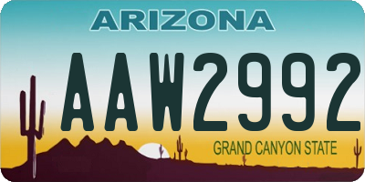 AZ license plate AAW2992