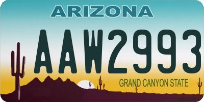AZ license plate AAW2993