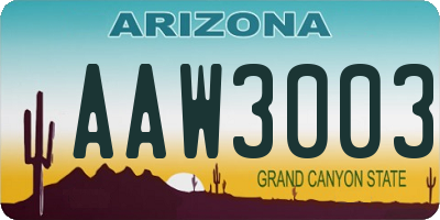 AZ license plate AAW3003