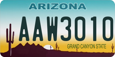 AZ license plate AAW3010