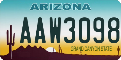 AZ license plate AAW3098