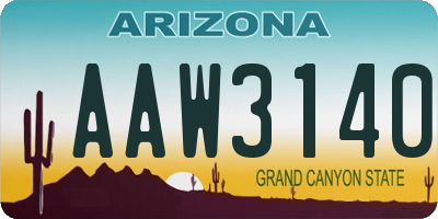 AZ license plate AAW3140