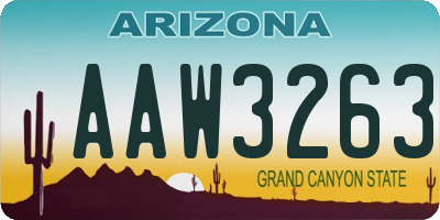 AZ license plate AAW3263