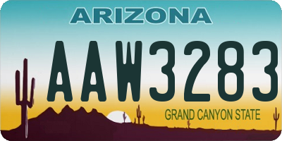 AZ license plate AAW3283