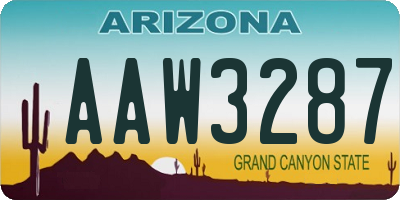 AZ license plate AAW3287