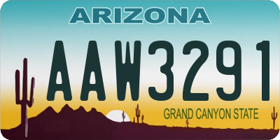 AZ license plate AAW3291