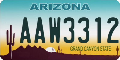 AZ license plate AAW3312