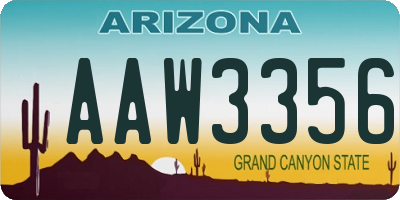 AZ license plate AAW3356