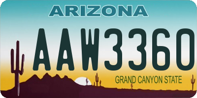 AZ license plate AAW3360