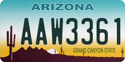 AZ license plate AAW3361