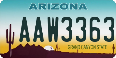 AZ license plate AAW3363