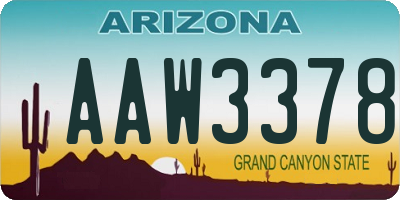 AZ license plate AAW3378