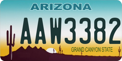 AZ license plate AAW3382
