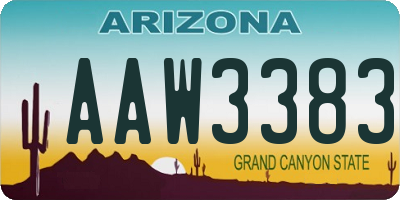 AZ license plate AAW3383