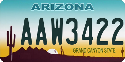 AZ license plate AAW3422