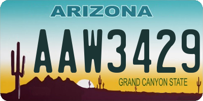 AZ license plate AAW3429