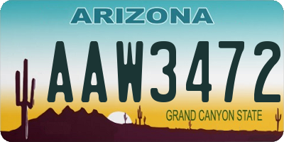 AZ license plate AAW3472