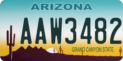 AZ license plate AAW3482