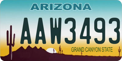 AZ license plate AAW3493