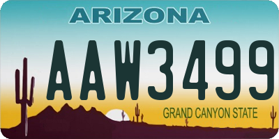 AZ license plate AAW3499