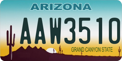 AZ license plate AAW3510