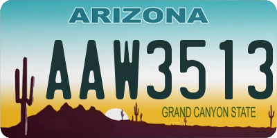 AZ license plate AAW3513