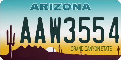 AZ license plate AAW3554
