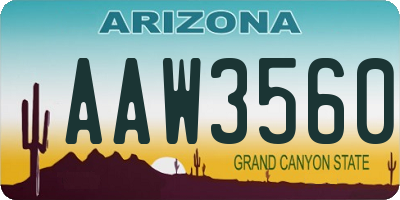 AZ license plate AAW3560