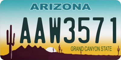 AZ license plate AAW3571
