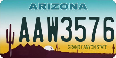 AZ license plate AAW3576