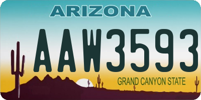 AZ license plate AAW3593
