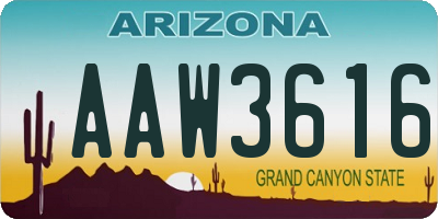 AZ license plate AAW3616