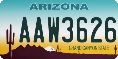 AZ license plate AAW3626