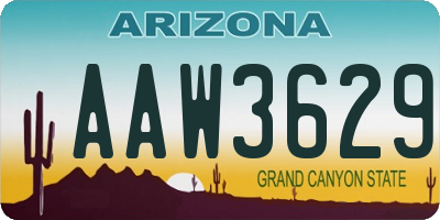 AZ license plate AAW3629