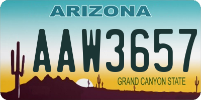 AZ license plate AAW3657