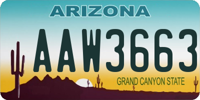 AZ license plate AAW3663