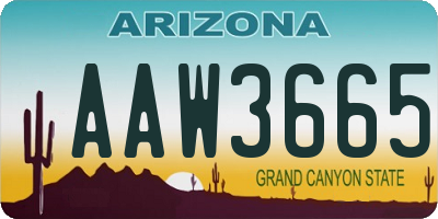 AZ license plate AAW3665