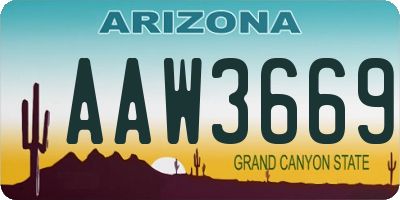 AZ license plate AAW3669