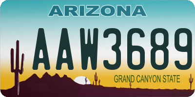 AZ license plate AAW3689