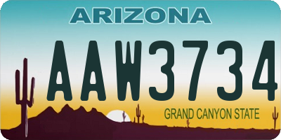 AZ license plate AAW3734