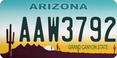 AZ license plate AAW3792