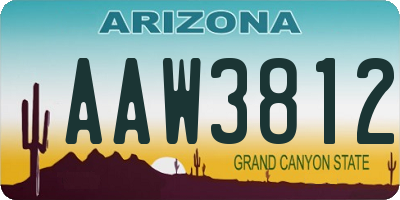 AZ license plate AAW3812