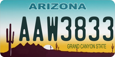 AZ license plate AAW3833
