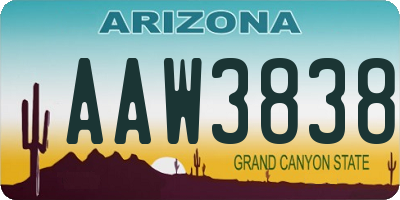 AZ license plate AAW3838