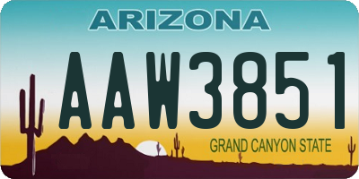 AZ license plate AAW3851
